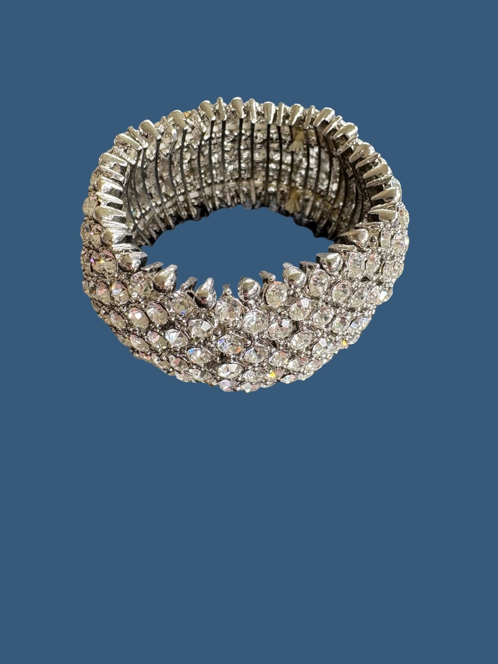 Crystal Stretch Bracelet - Silver Clear Rhinestones NEW